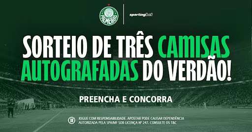 Sportingbet promove sorteio de camisas oficiais autografadas do Palmeiras