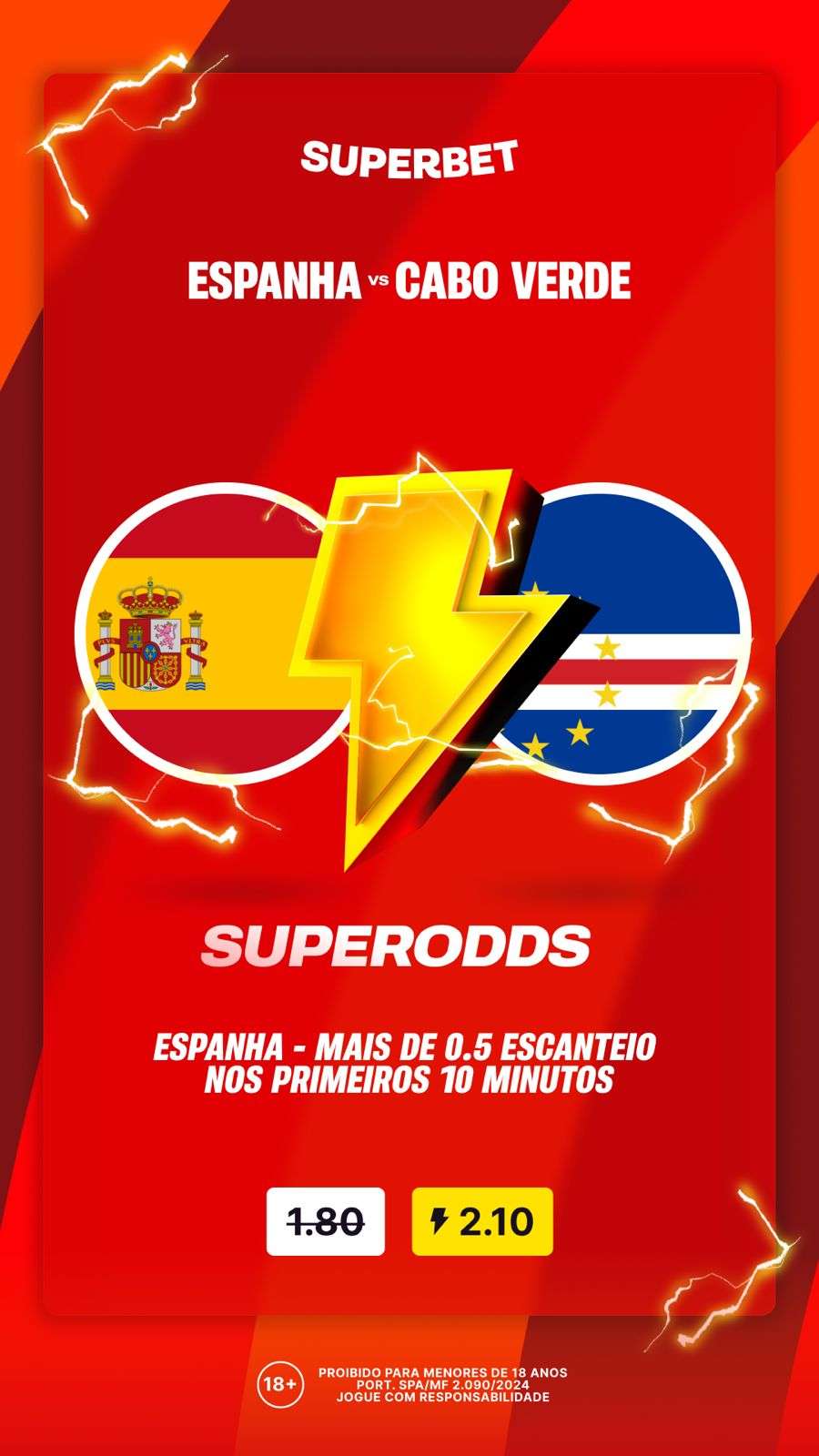 Em empate que chocou a Copa, Superbet faz a boa em Espanha x Cabo Verde