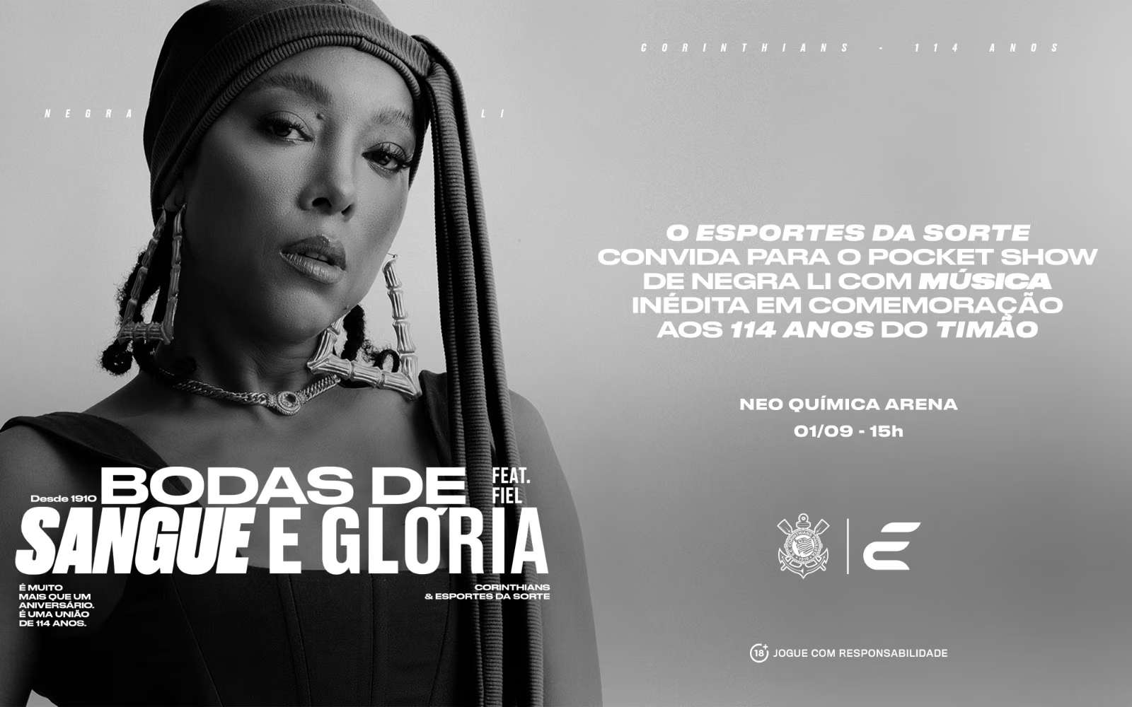 Corinthians x Flamengo: Esportes da Sorte fará série de ações na festa de 114 anos do Timão