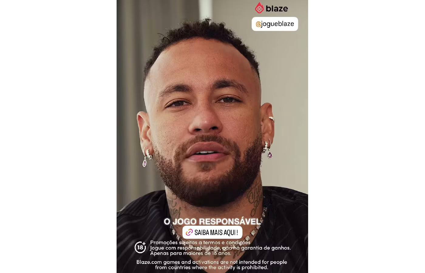 De volta ao Brasil, Neymar estrela campanha da Blaze pelo jogo responsável