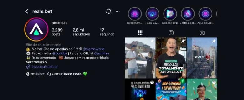 Top 1 em engajamento: Reals supera rivais no Instagram e mostra força no marketing de apostas
