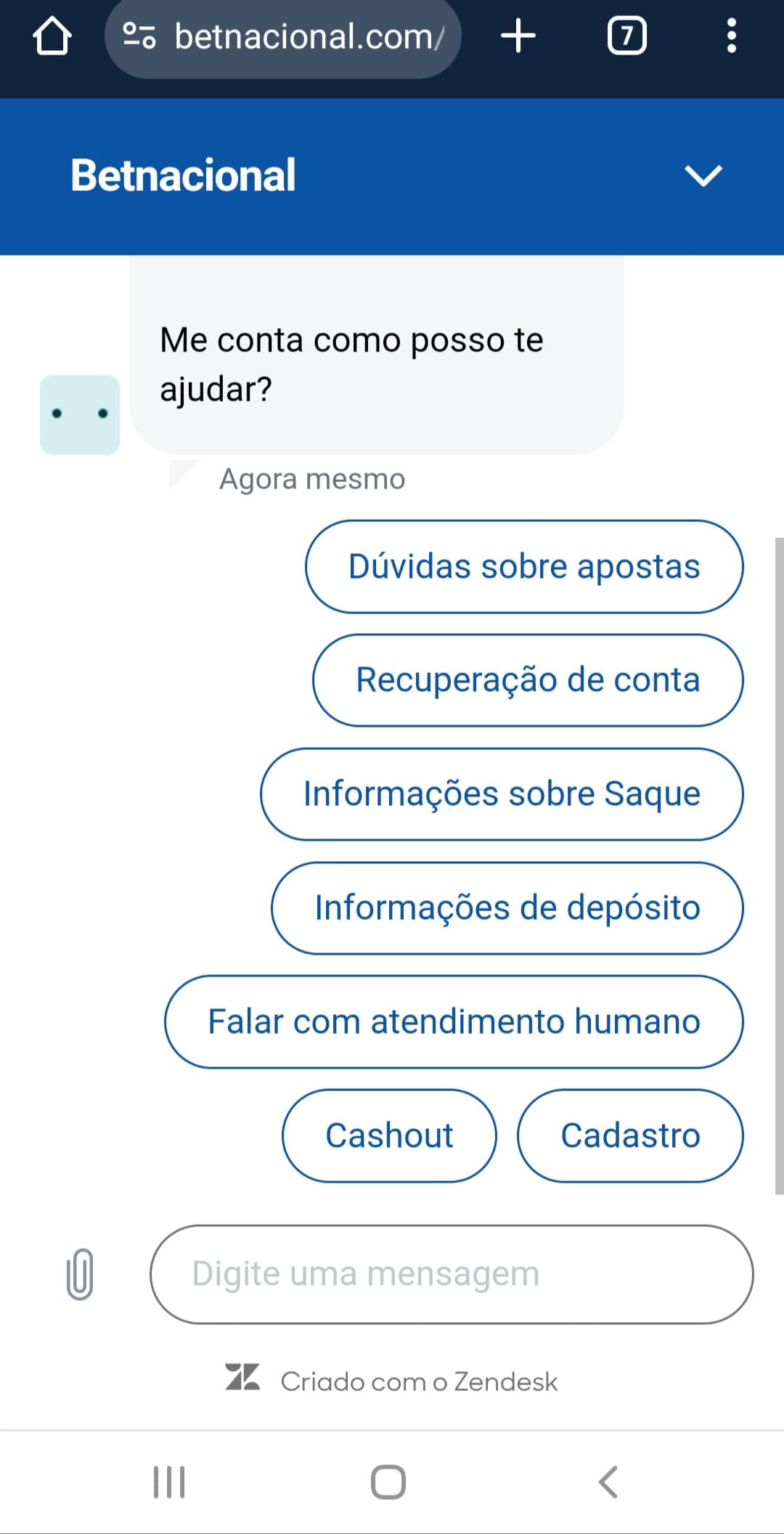 captura tela betnacional suporte