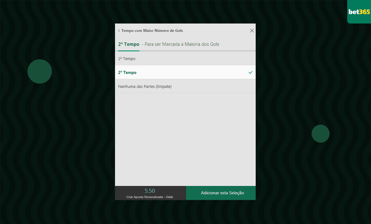 maioria dos gols 2 tempo bet365