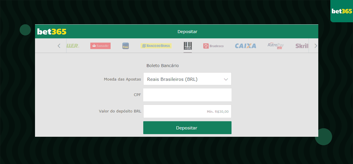 tela de deposito bet365