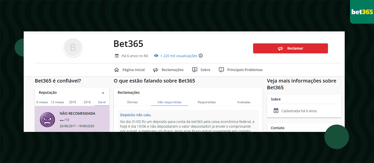 bet365 nota reclameaqui