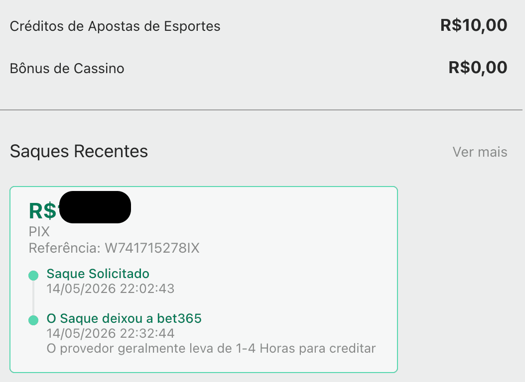 saques recentes bet