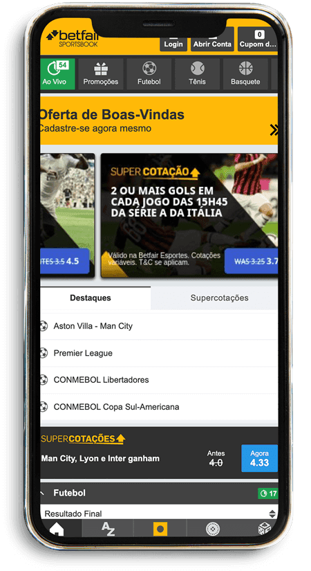 tela celular betfair