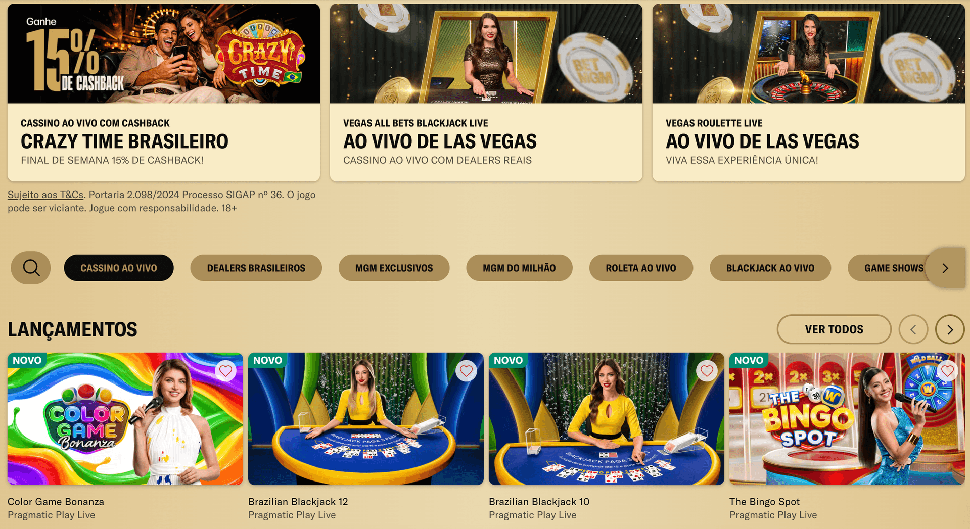 cassino ao vivo betmgm