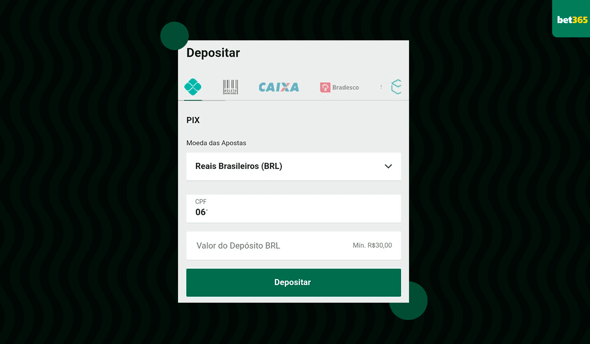 tela banco bet365