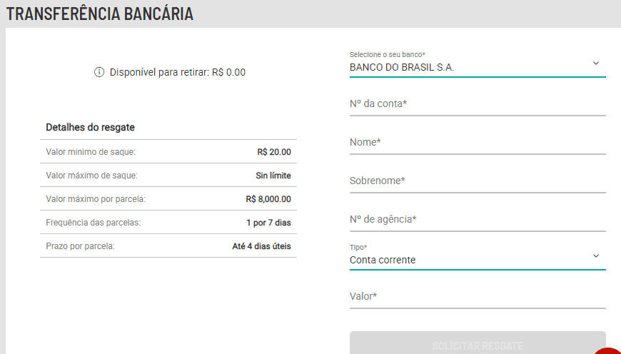 dados bancarios bodog