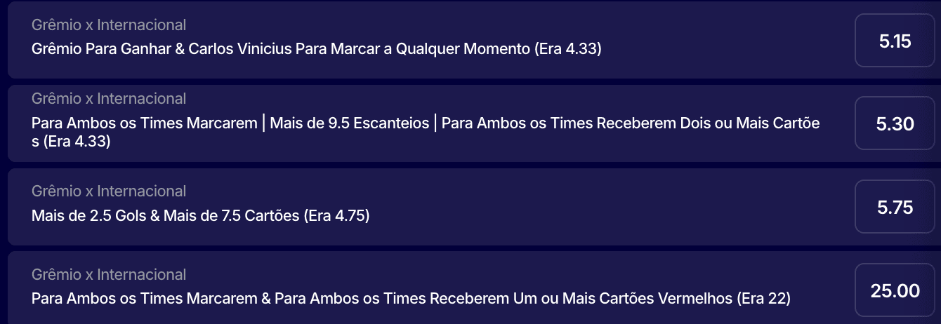 apostar cartoes gremio inter