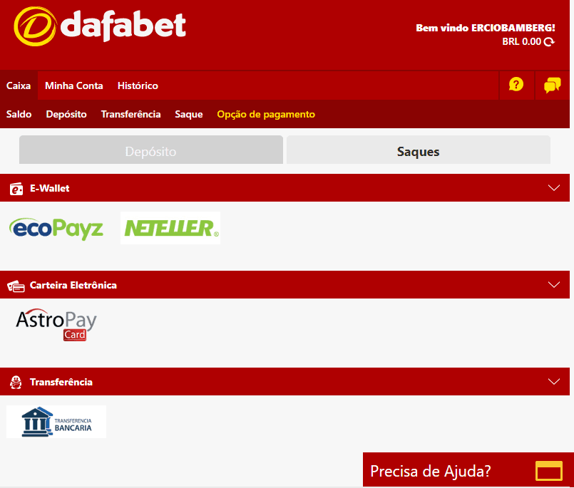 formas de saque dafabet