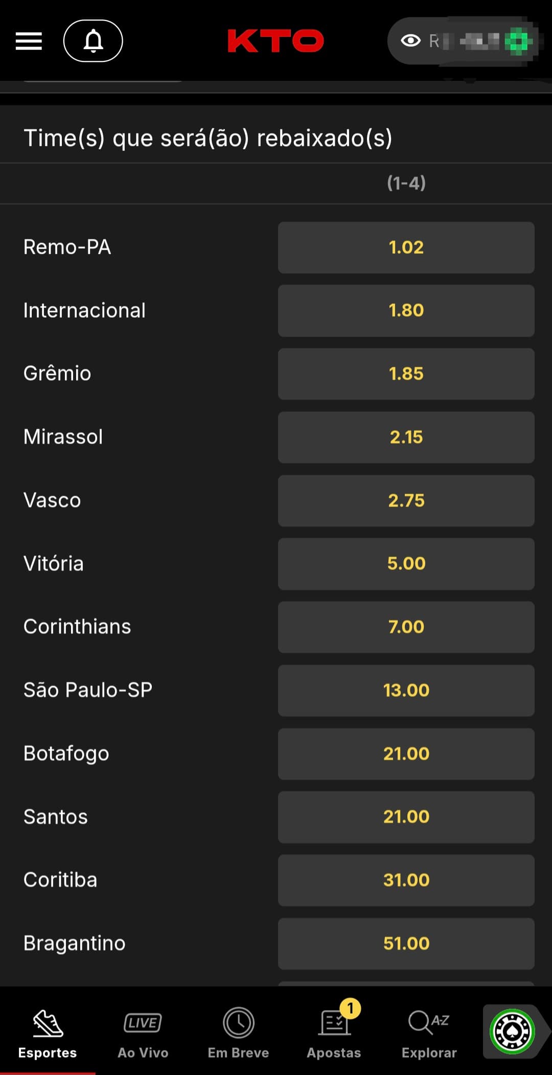 apostar rebaixados brasileirao