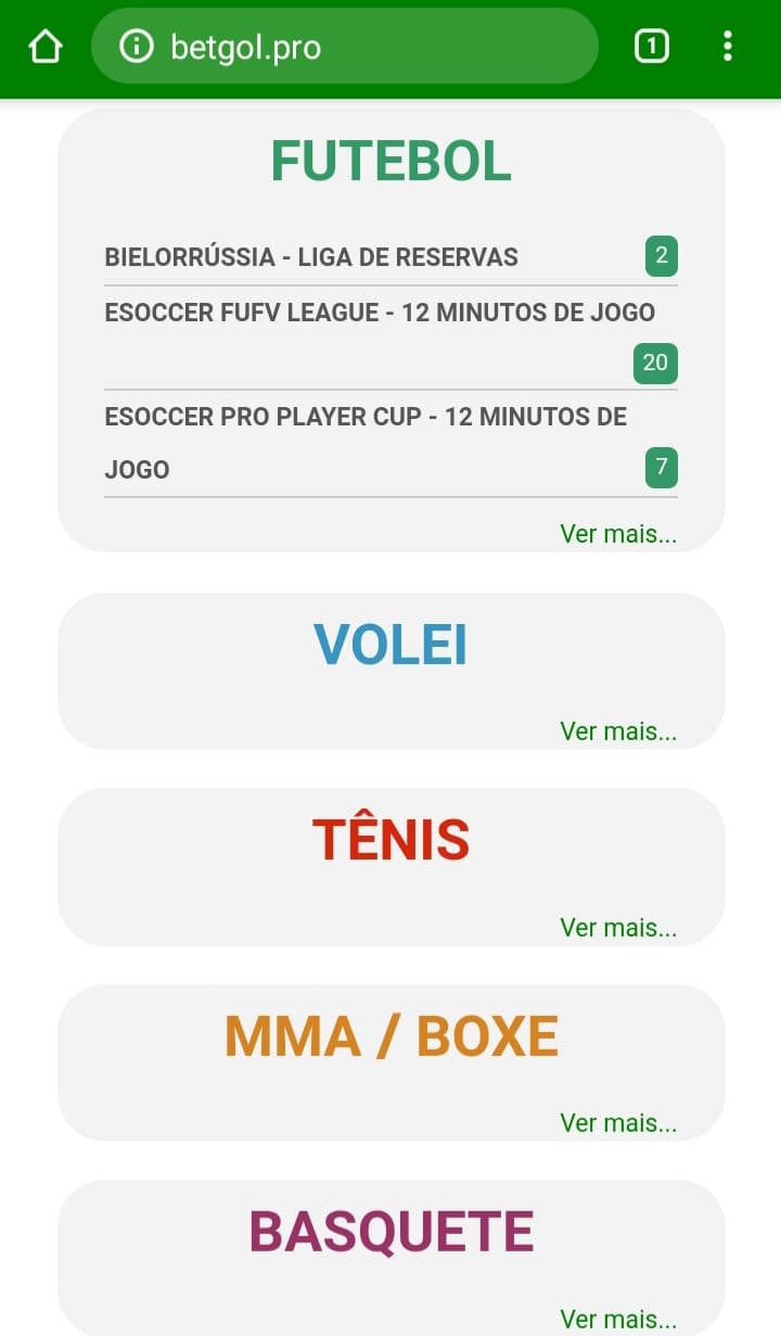 menu betgol