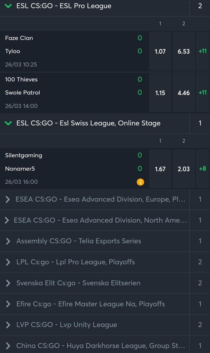 sportsbet odds csgo