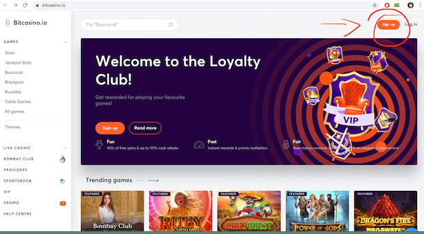 pagina inicial bitcasino.io