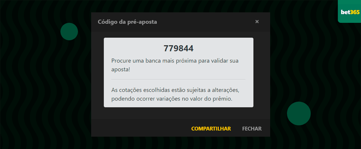 tela codigo de pre aposta