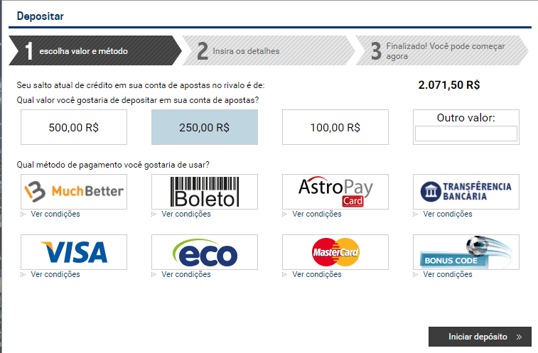 formas de deposito rivalo