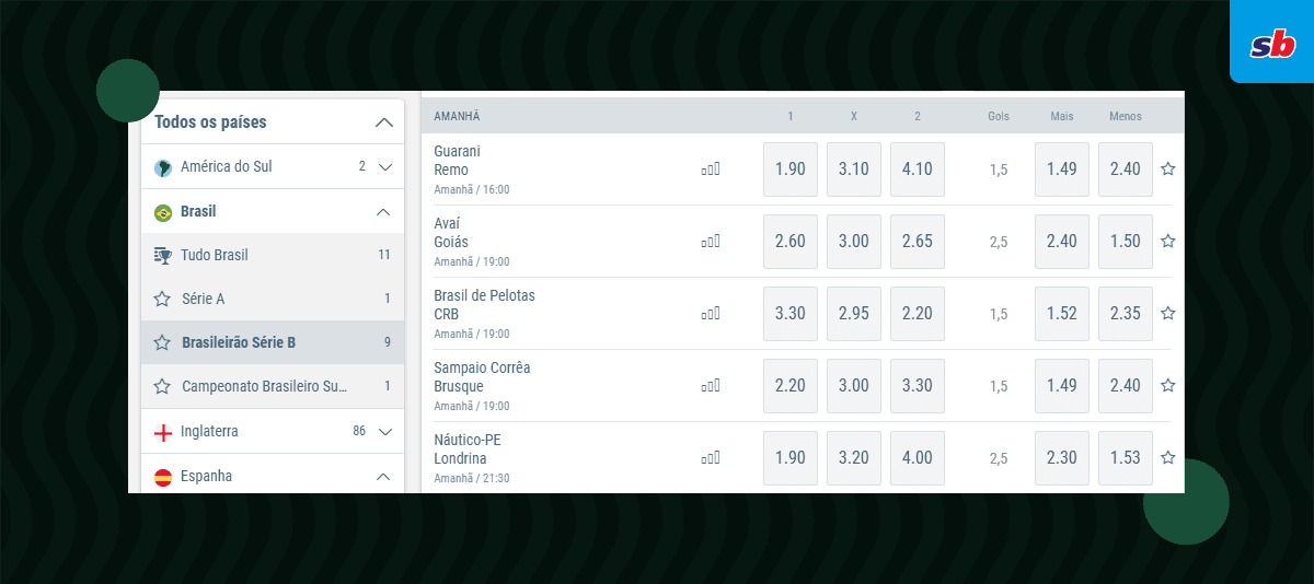 odds serie b sportingbet
