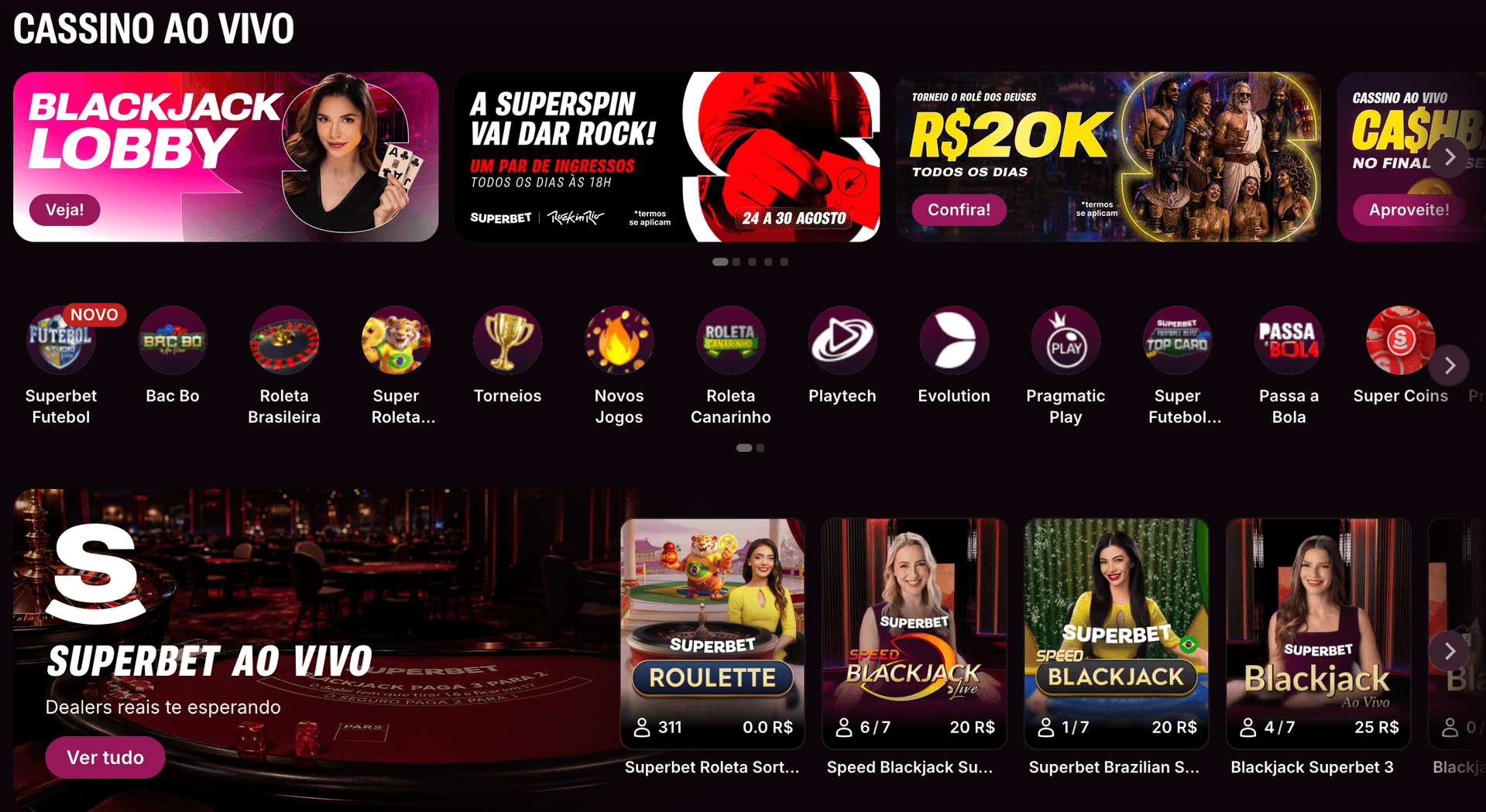 cassino ao vivo superbet