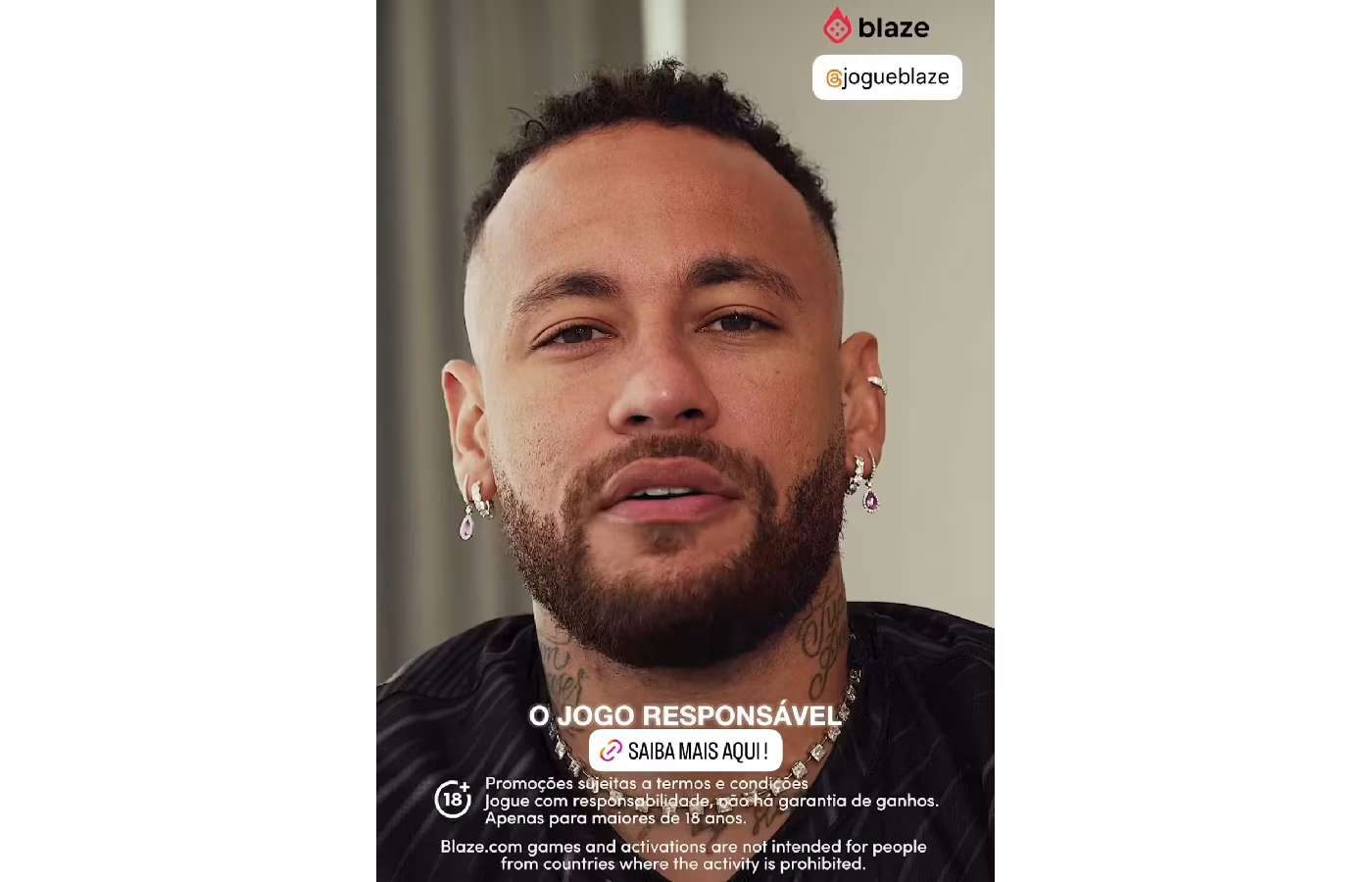 De volta ao Brasil, Neymar estrela campanha da Blaze pelo jogo responsável