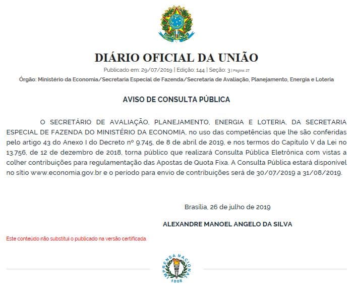 documento oficial da uniao