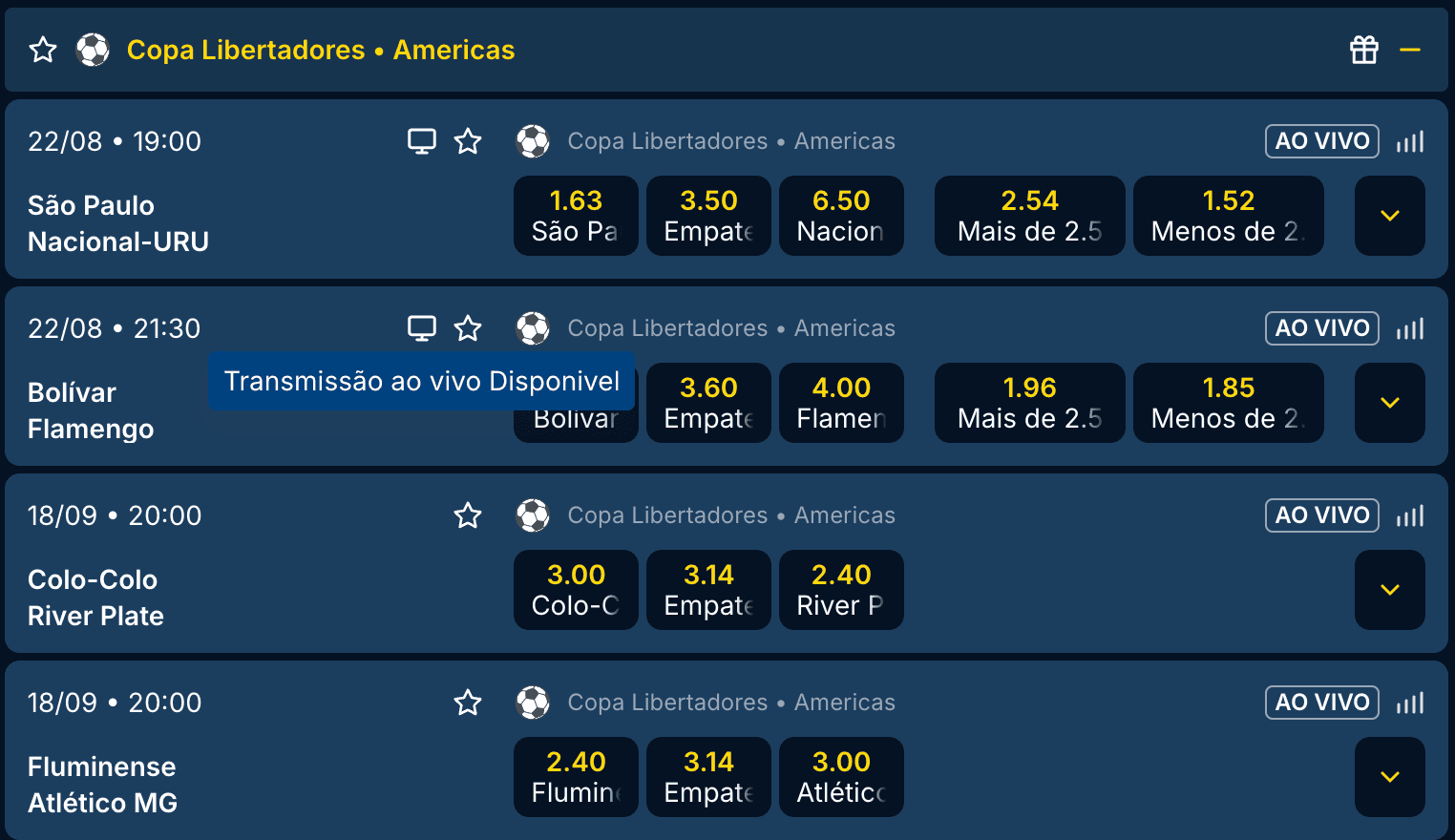 captura de tela apostar live libertadores site estrela bet