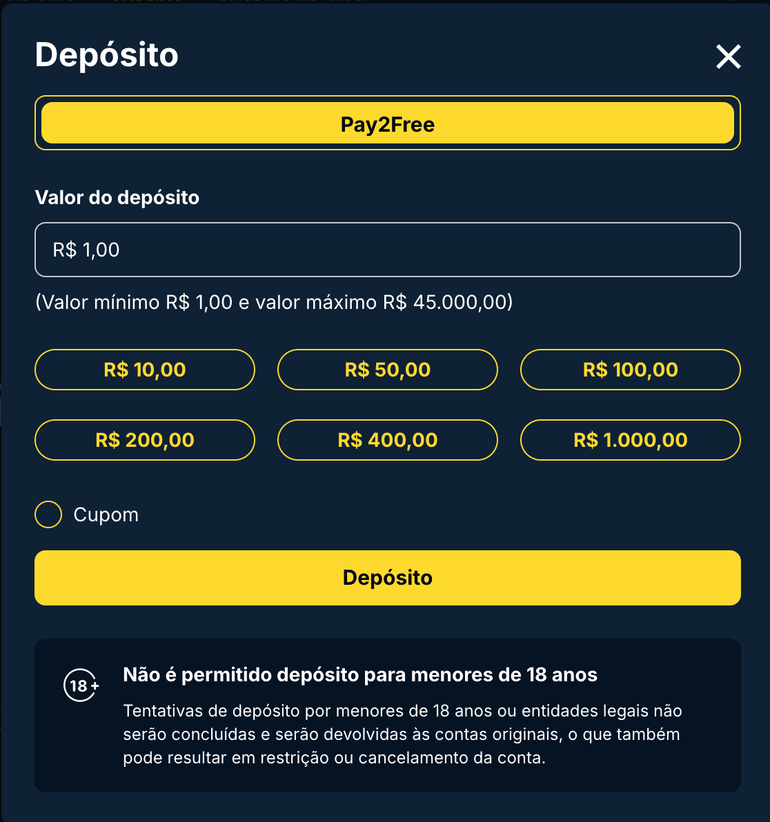 printscreen estrela bet método depósito