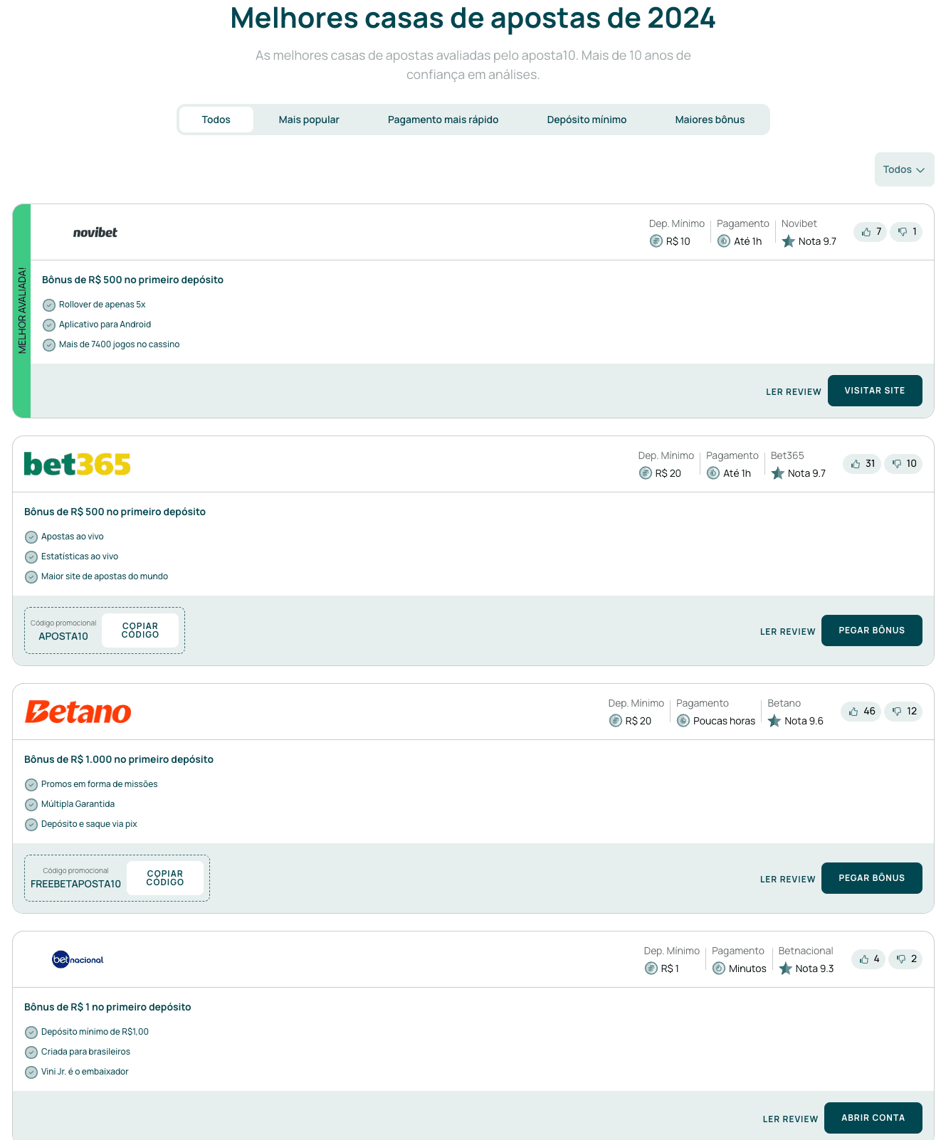Printscreen melhores plataformas de apostas do site do aposta10