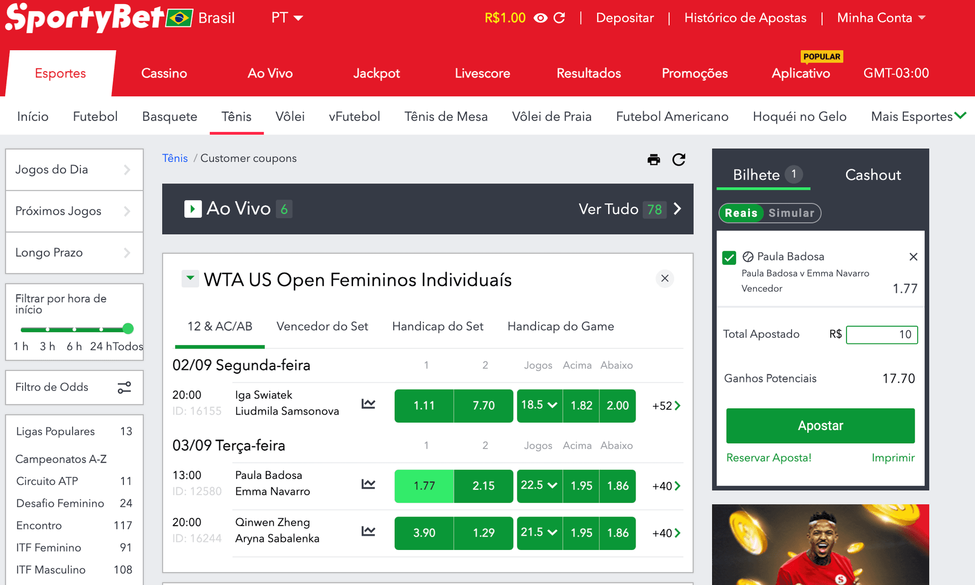 printscreen apostar tenis sportybet