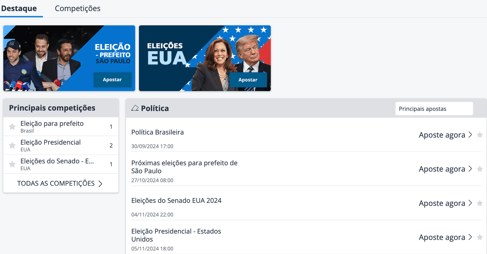 printscreen sportingbet apostar prefeito eleicoes municipais brasil