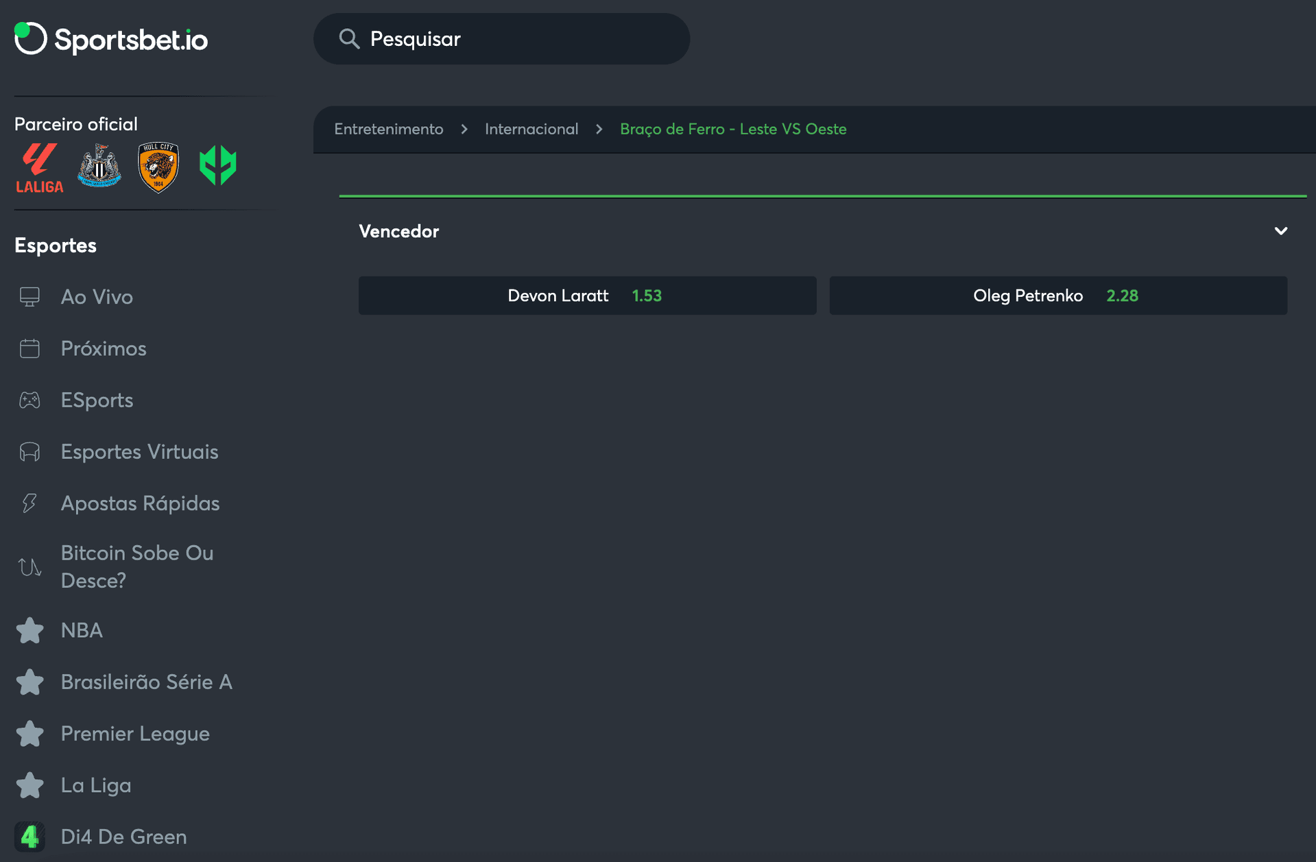 printscreen sportsbet io apostar duelo braço de ferro