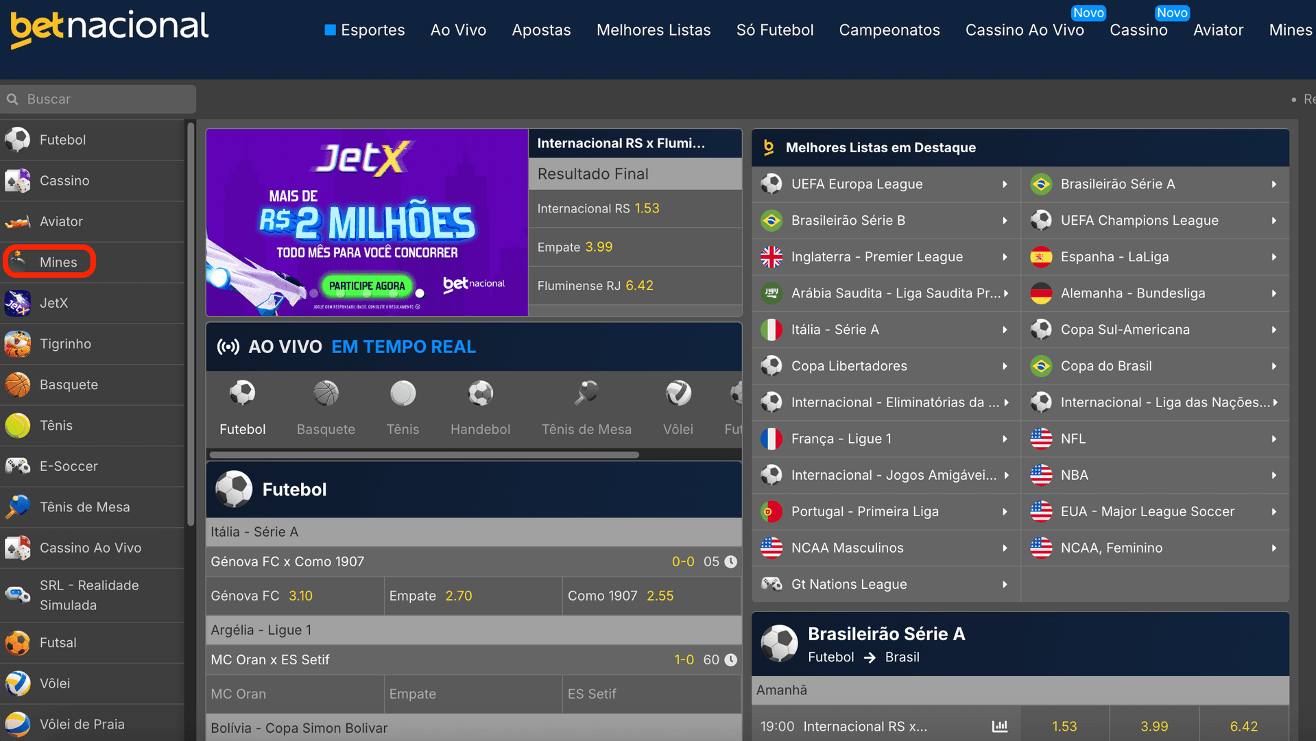 printscreen mines betnacional jogar