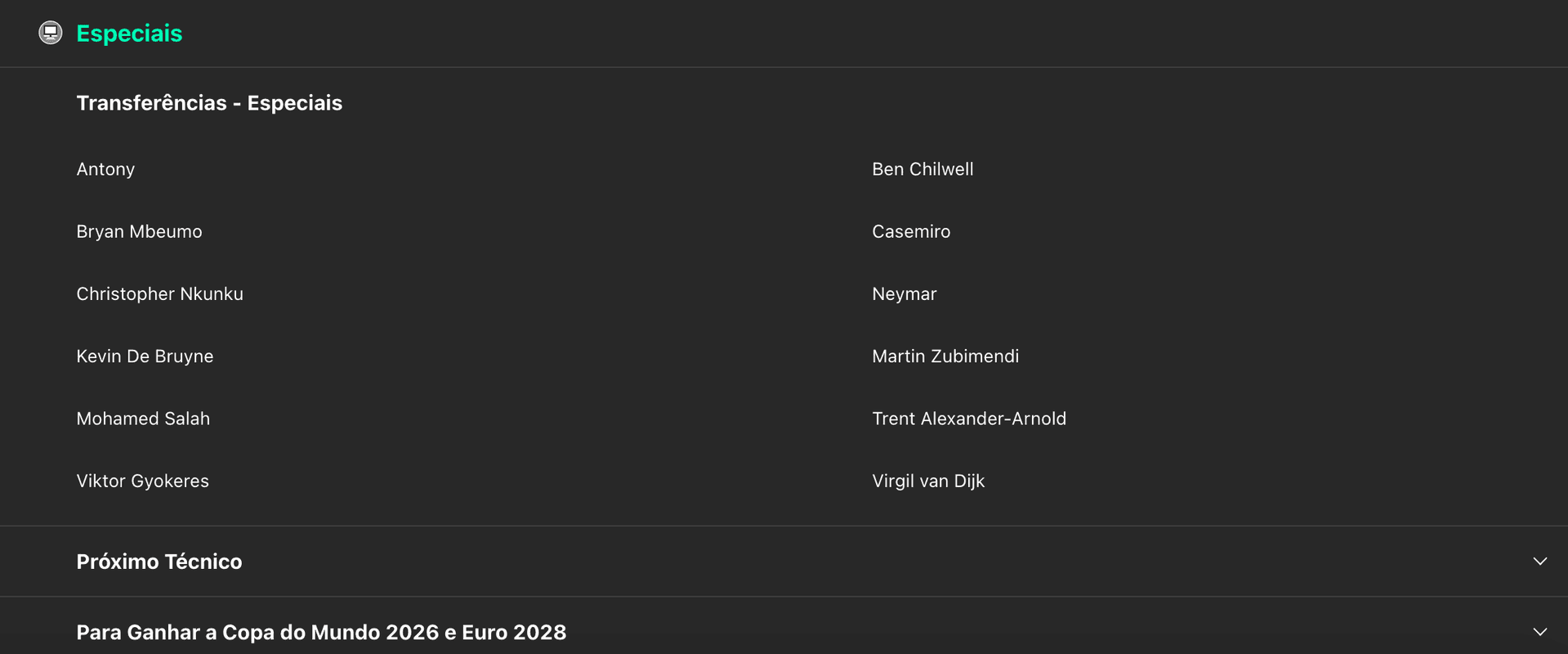 printscreen apostas especiais bet365 transferencias de jogadores