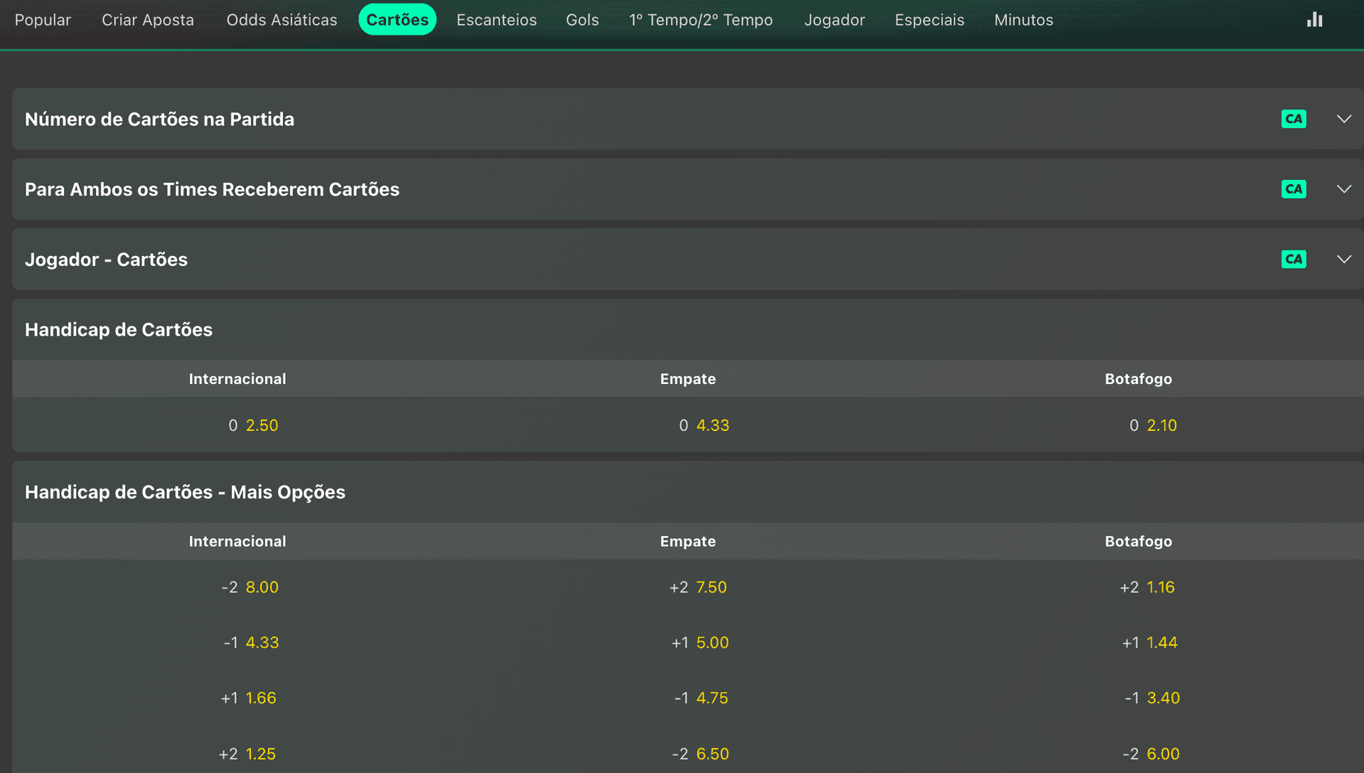 apostas bet365 handicap cartoes