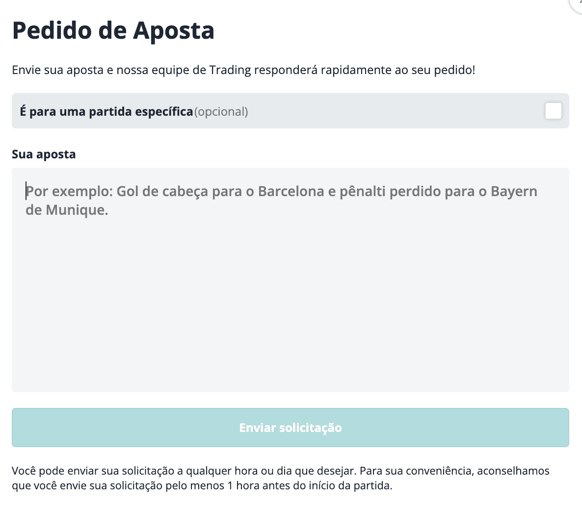 pedido de aposta na novibet