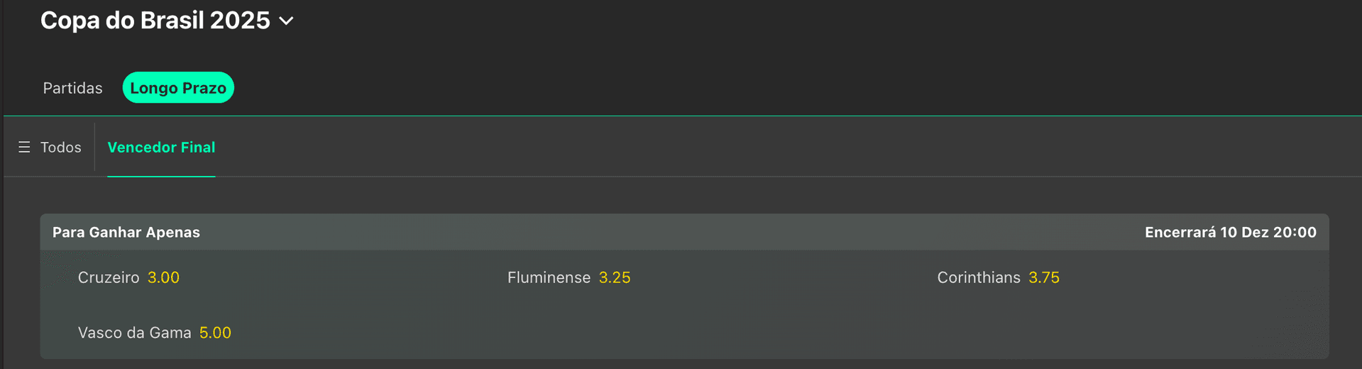 odds apostar campeao copa do brasil
