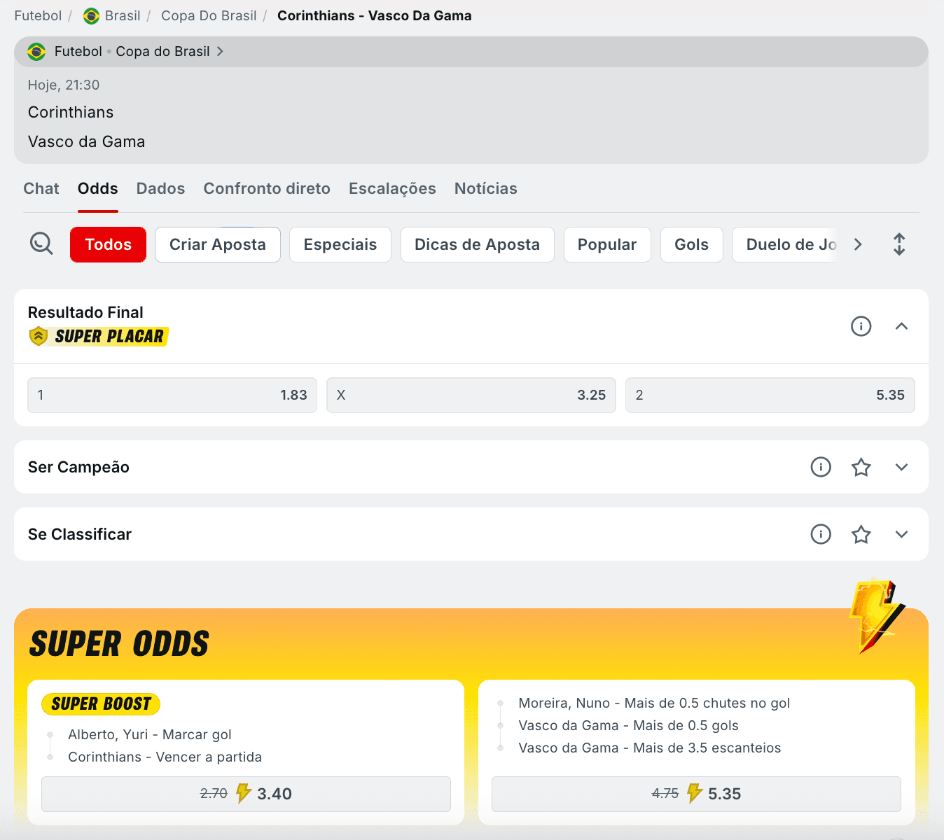 apostar superbet mercados odds
