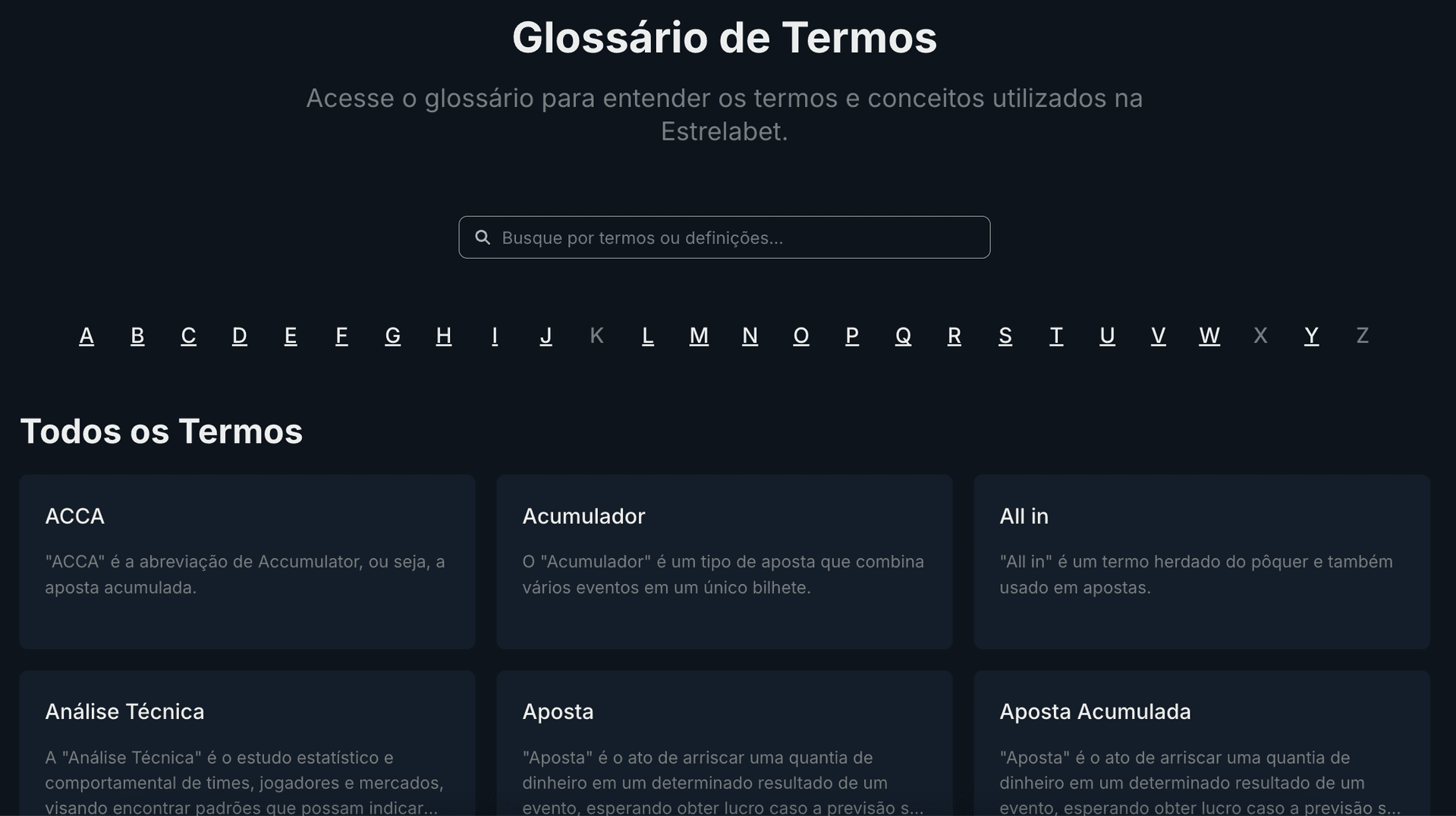 glossário estrela bet