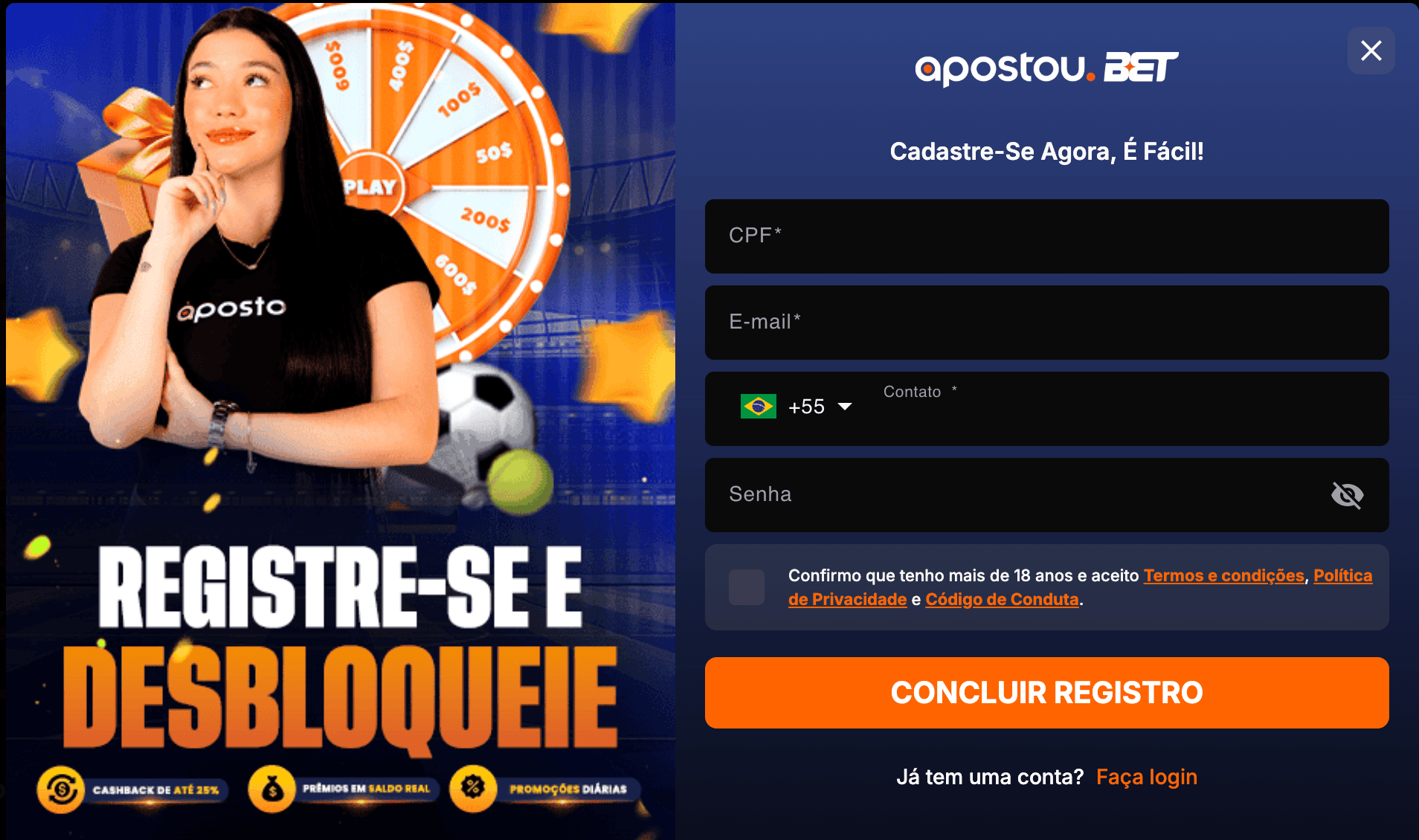 depositar na apostou