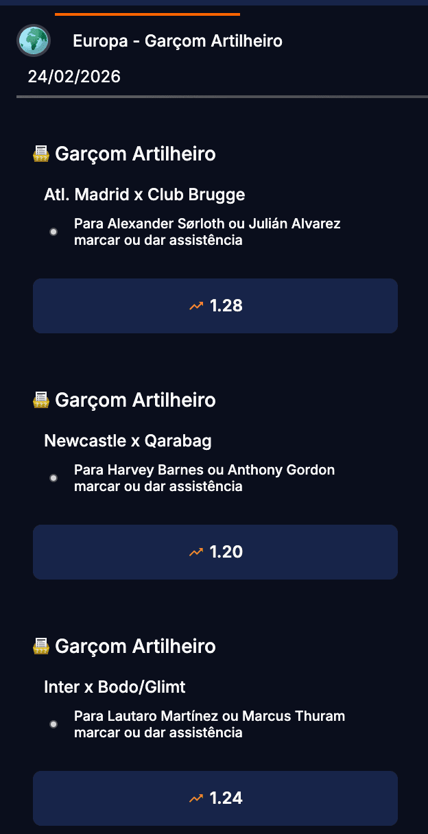 apostar garçom artilheiro