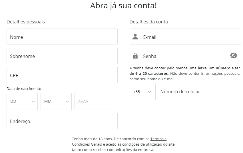 sportingbet dados pessoais