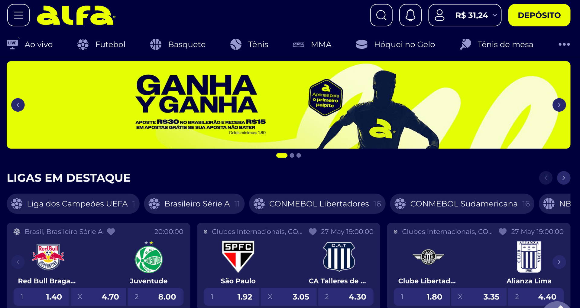 como depositar em uma bet
