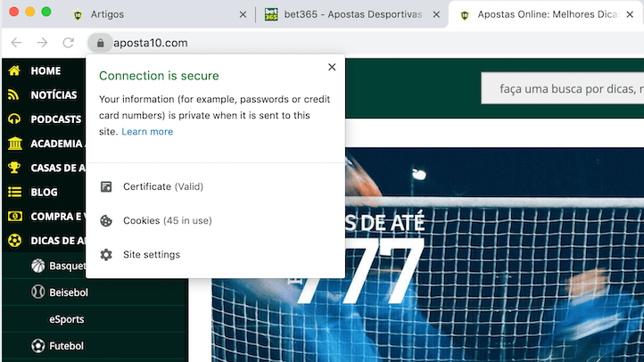 certificado de segurança chrome