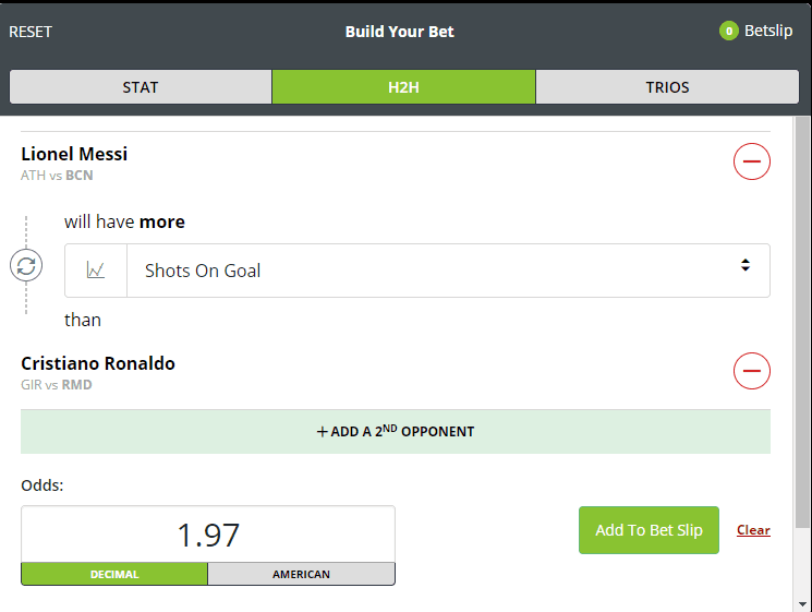 sportsbet h2h player