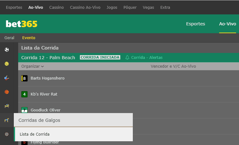 lista corrida de galgos