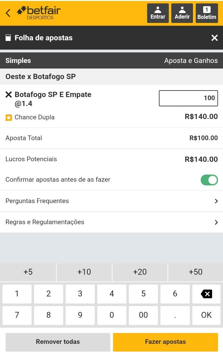 odds betfair botafogo x oeste