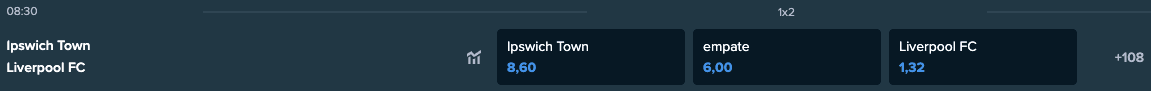 printscreen do site da Stake.com mostrando odds para jogo do Campeonato Inglês