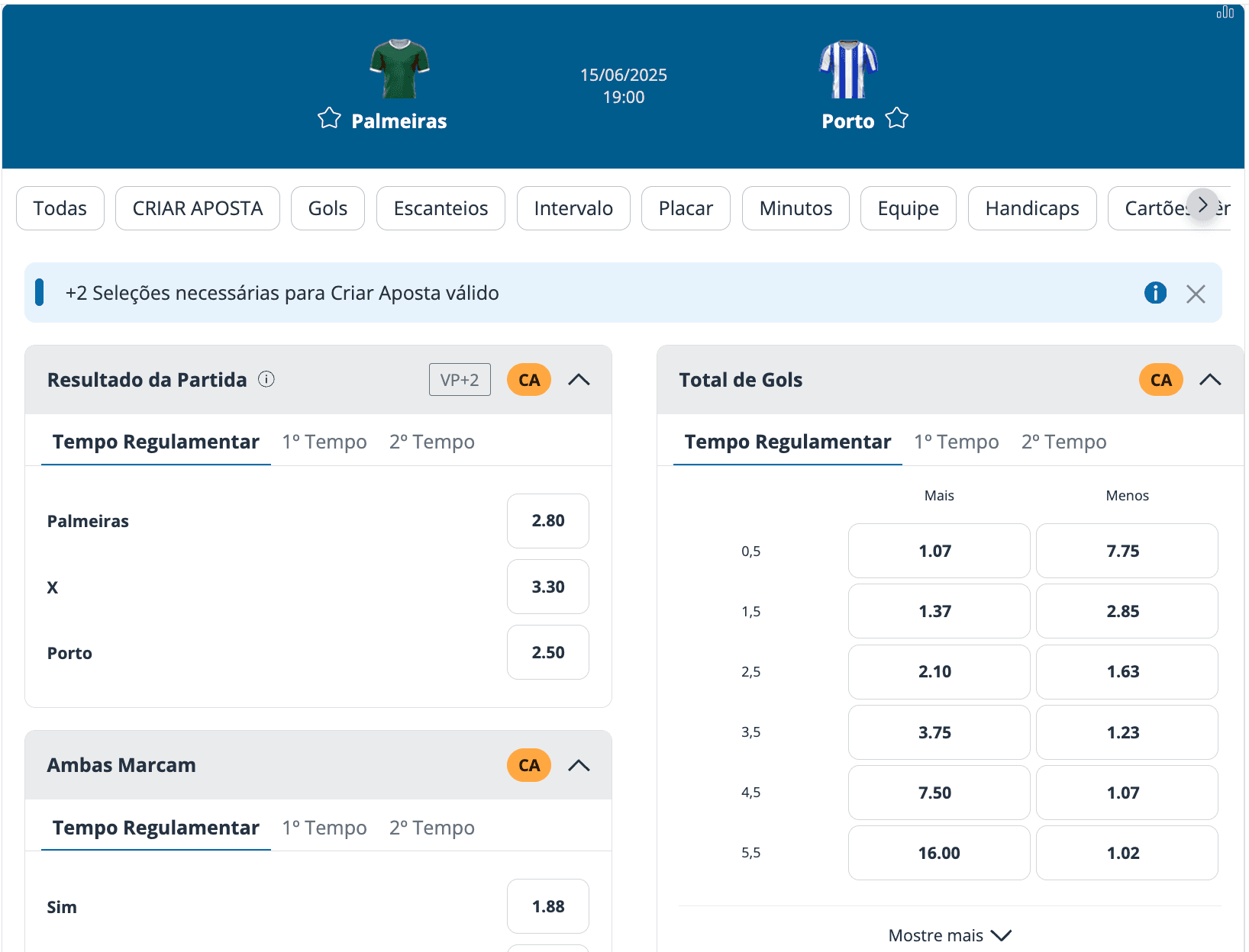 odds palmeiras estreia mundial clubes