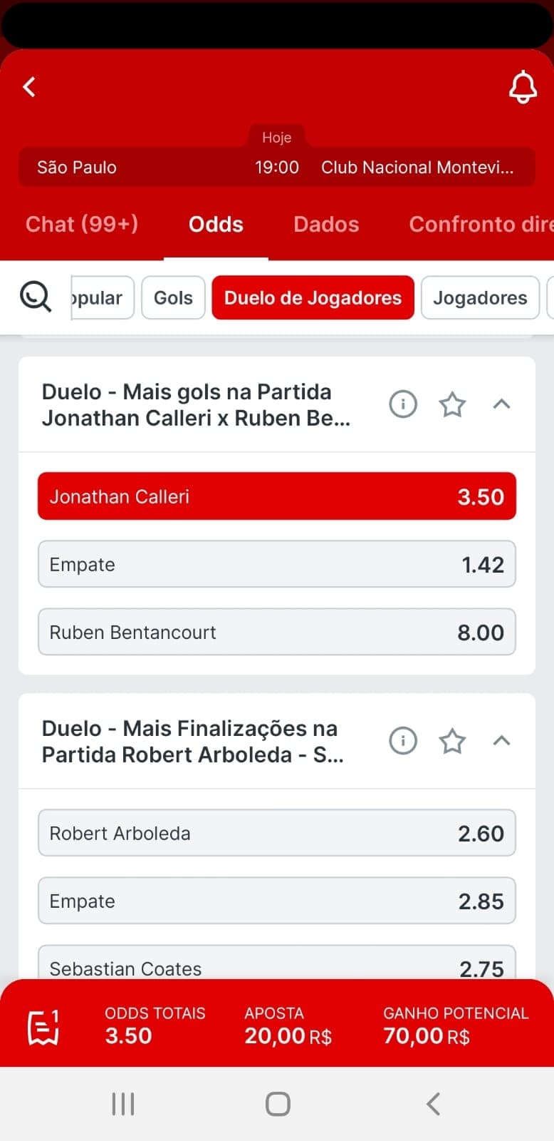 printscreen superbet apostas duelo jogadores